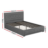 Artiss Bed Frame Queen Size Gas Lift Grey TIYO